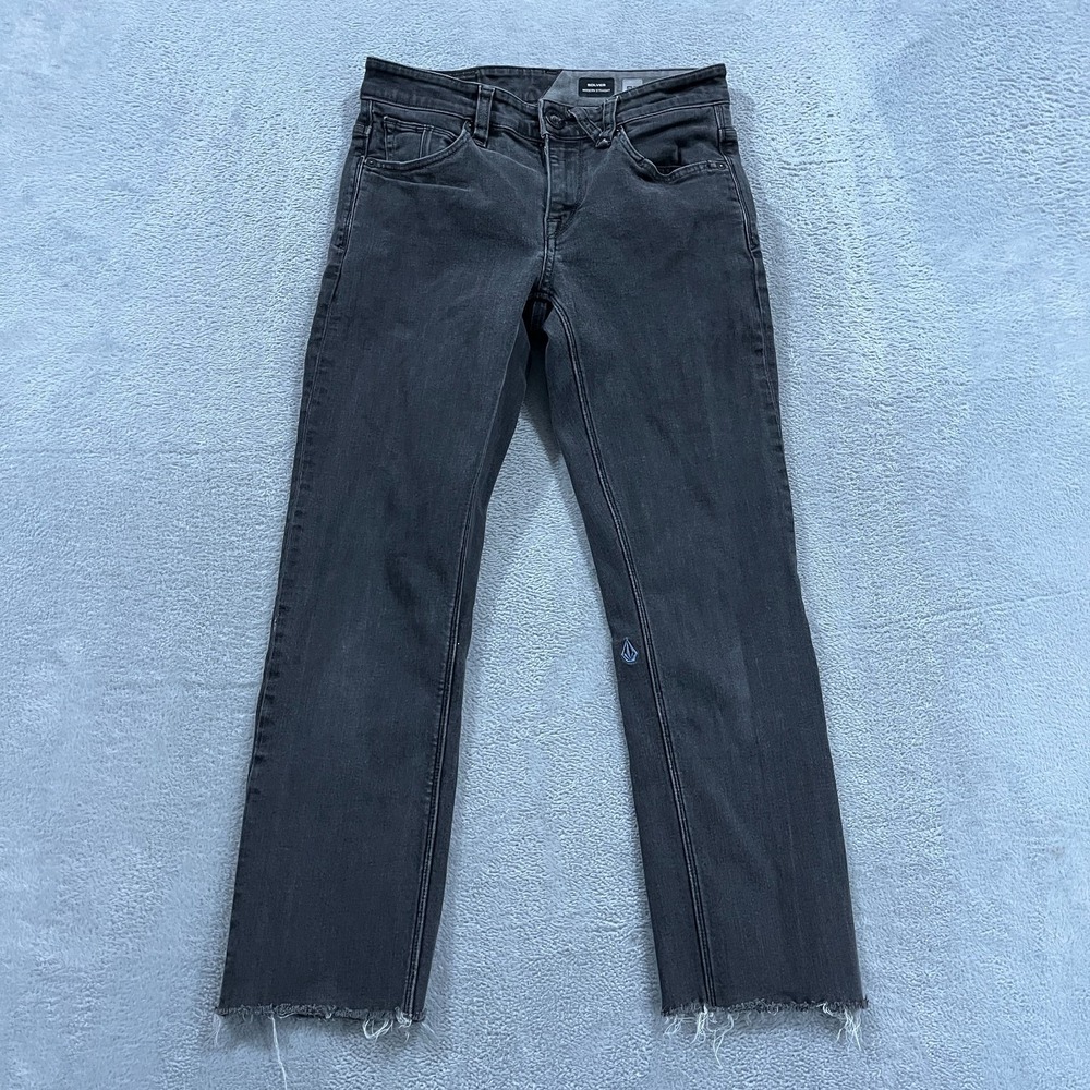 Volcom Jeans Mens 28x26 Denim Pants Solver Modern Straight Leg Black Western Y2K